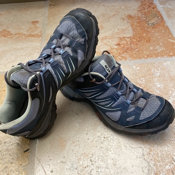 Salomon Womens Ellipse GTX Sz 9.5 Trail Running Hiking Shoes Sneakers Gray blue - Picture 2 of 9